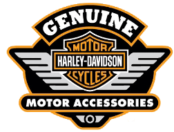 Light orange white and gray Harley-Davidson® genuine motor accessories logo.