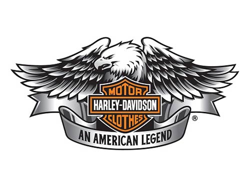 Black white and red Harley-Davidson® clothing logo.